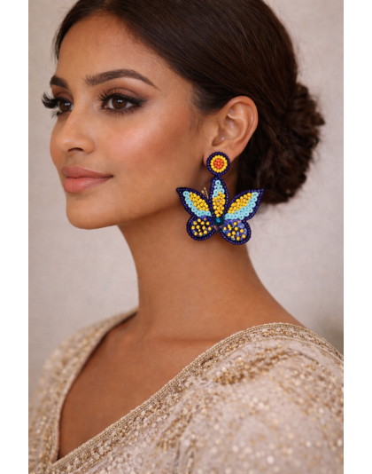 Handmade blue butterfly elegant earring