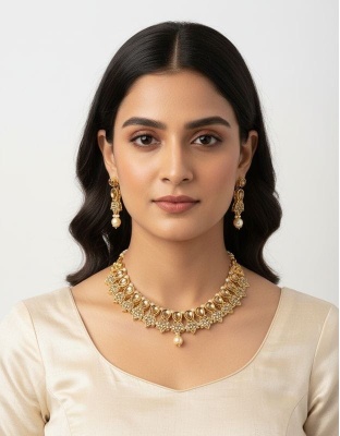 Trendy  Gold colour stone and kundan Necklace Set | Stylish and New Jewelry Collection